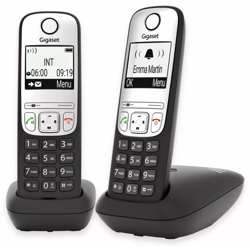 Gigaset A690 Duo analoogtelefon helistaja ID must, hõbedane