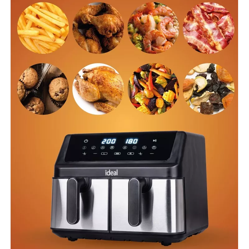IDEAL rasvavaba fritüür, kaheosaline horisontaalne, 9 L, 8 funktsiooni - sh toidu kuivatamine