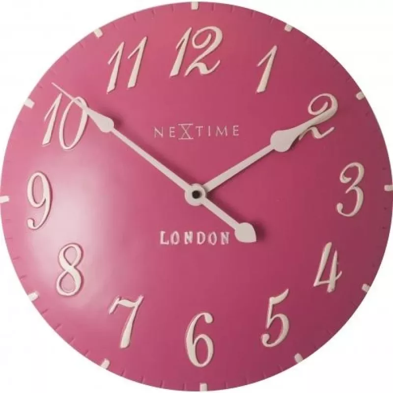 NeXtime klok 3084rz London Arabic, Ø34,5 cm, seinale, roosa/valge