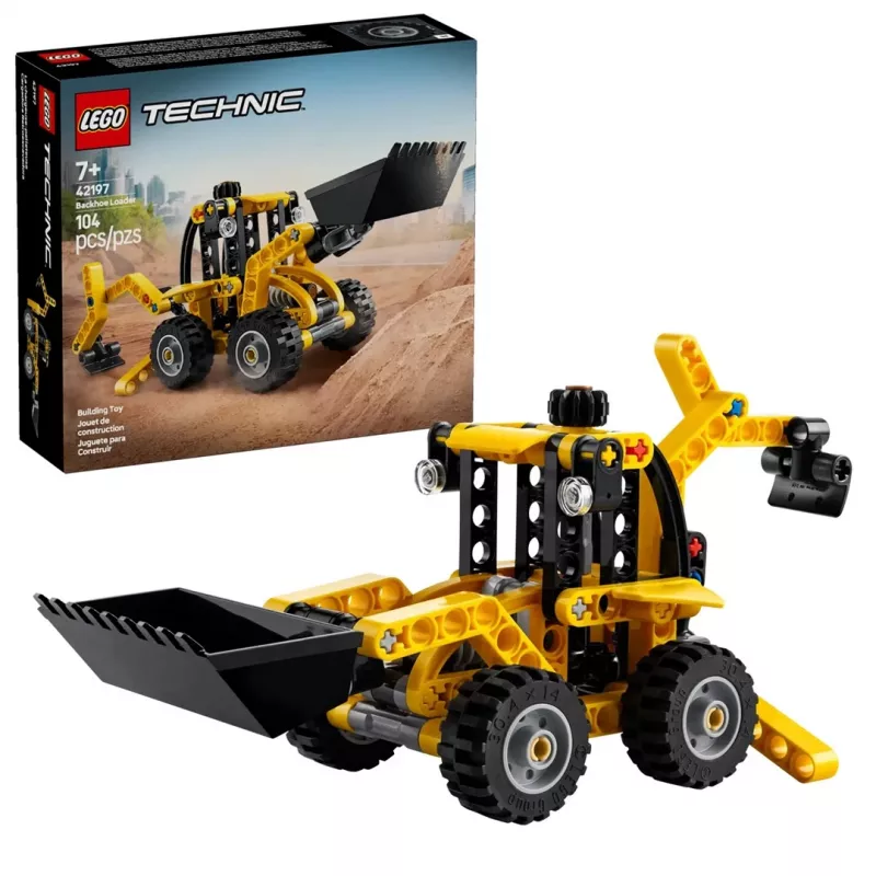 Ehituskomplekt LEGO Technic Tagalaadur 42197 — liigendrool, töötav laadur, 104 tk, soovitatav vanus 7+