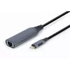 Võrguadapter Gembird A-USB3C-LAN-01 USB-C USB 3.2 Gen 1, Gigabit RJ-45, 0,15 m kaabel, metallkorpus, hall/must