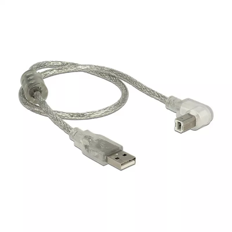 USB-kaabel DeLOCK 84811 USB 2.0 0,5 m USB A USB B Hõbedane Läbipaistev