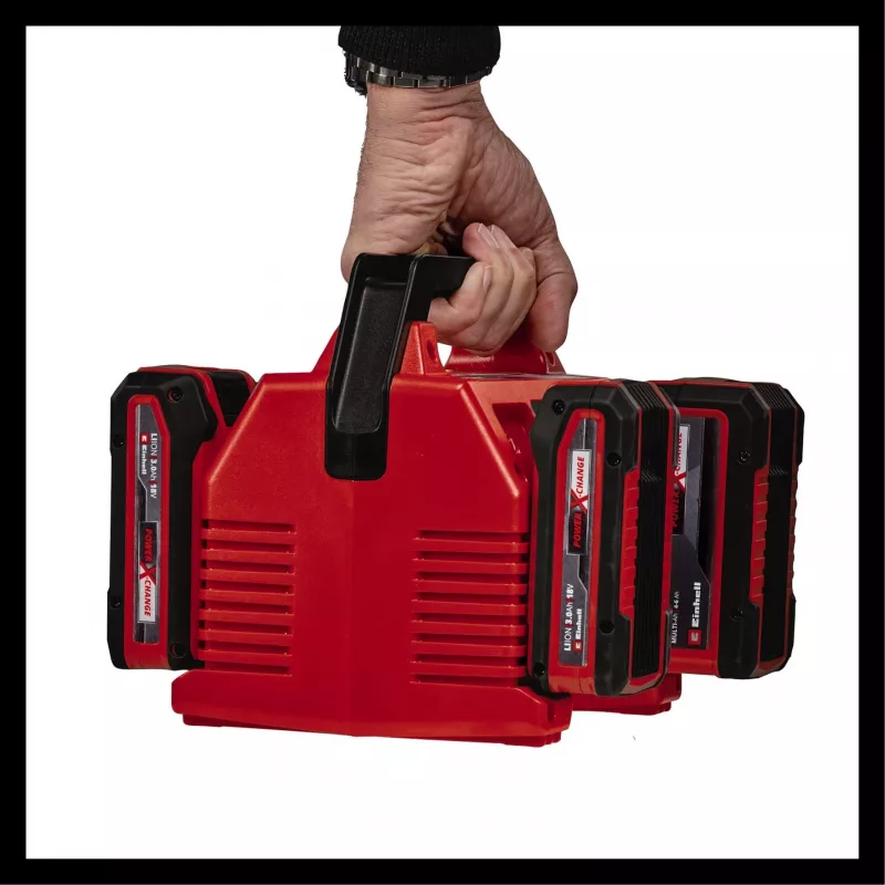 EINHELL Power X-Quattrocharger 4A – universaalne Power X-Change laadija 4-le akule (LED-olekuindikaator | paralleellaadimine | kiirlaadimine | laadimishaldus | ümberlaetav)