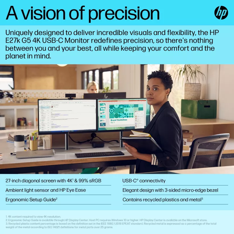 Monitor HP E-Series E27k G5 27 tolli 4K Ultra HD LCD 3840 x 2160