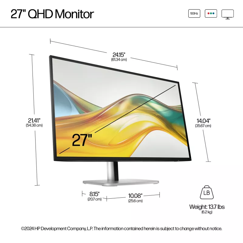 HP Series 5 Pro 27-tolline QHD monitor - 527pq, 68,6 cm (27 tolli), 2560 x 1440 pikslit, Quad HD, LCD, 5 ms, must