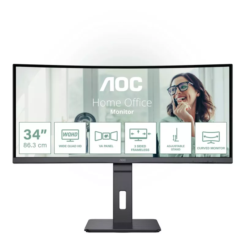 AOC CU34P3CV arvutimonitor 86,4 cm (34 tolli) 3440 x 1440 pikslit UltraWide Quad HD LED must