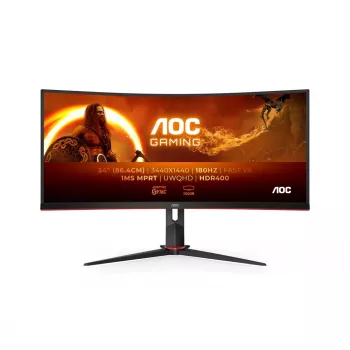 34-tolline AOC CU34G2XP/BK VA monitor, 3440×1440, 21:9, 180 Hz, 1 ms, 2×HDMI, must