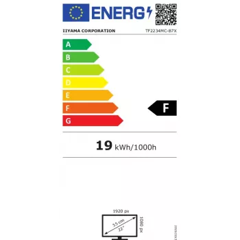 iiyama ProLite TF2234MC-B7X arvutimonitor 54,6 cm (21,5 tolli) 1920 x 1080 pikslit Full HD LED puuteekraaniga mitme kasutaja jaoks, must