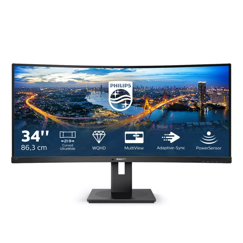 Philips B Line 345B1C/00 arvutimonitor 86,4 cm (34 tolli) 3440 x 1440 pikslit Quad HD LCD must