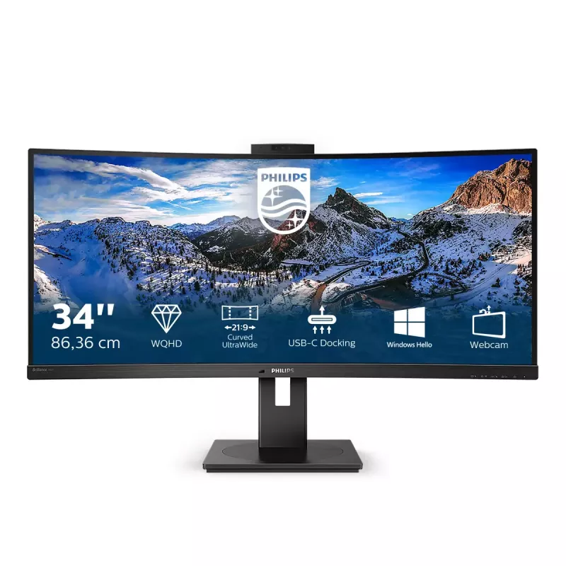 Philips P Line 346P1CRH/00 arvutimonitor 86,4 cm (34 tolli) 3440 x 1440 pikslit UltraWide Quad HD LED must