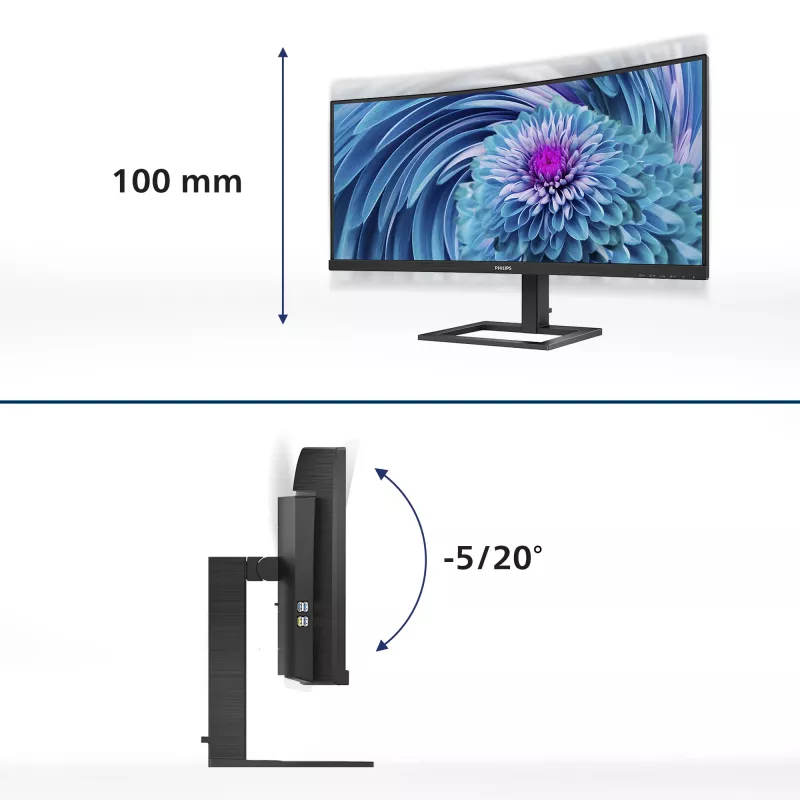 Philips E Line 346E2CUAE/00 arvutimonitor 86,4 cm (34 tolli) 3440 x 1440 pikslit Wide Quad HD+ LCD must
