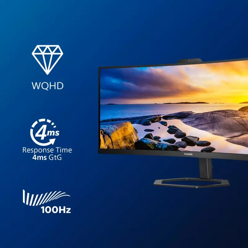 Philips 5000 seeria 34E1C5600HE/00 arvutimonitor 86,4 cm (34 tolli) 3440 x 1440 pikslit 4K Ultra HD LED must