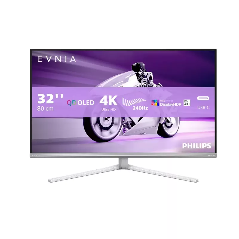 Philips Evnia 8000 32M2N8900/00 arvutimonitor 80 cm (31,5 tolli) 3840 x 2160 pikslit 4K Ultra HD QD-OLED Valge