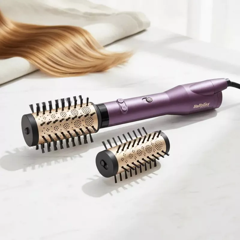 Kuumaõhuhari BABYLISS Big Hair Dual AS950E — 650 W, 2 kuumutusastet, 5 cm silinder, 2 harjapead, 2,5 m juhe, Violetne/Roosakuldne/Must