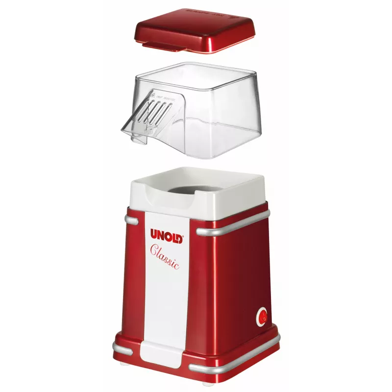 Unold Classic popkornimasin Punane, Hõbedane, Valge 900 W