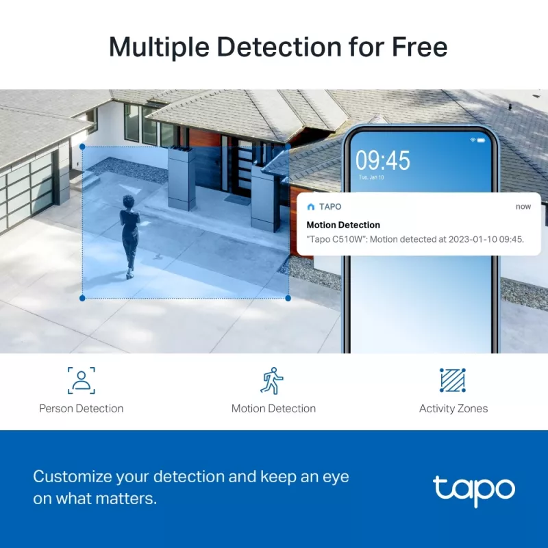 TP-Link Tapo välispanoraam-/kallutusega turvakaamera Wi-Fi, IP-kaamera, sise- ja välispaigaldus, juhtmevaba, CE, FCC, RoHS, RCM, lagi, valge, must
