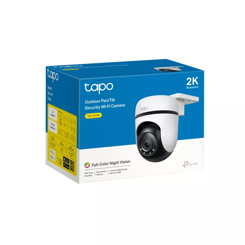 TP-Link Tapo välispanoraam-/kallutusega turvakaamera Wi-Fi, IP-kaamera, sise- ja välispaigaldus, juhtmevaba, CE, FCC, RoHS, RCM, lagi, valge, must