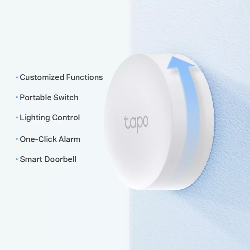 TP-Link Tapo nutinupp, juhtmevaba, valge, seinale paigaldatav, 868, 922 MHz, siseruumidesse, Android, iOS