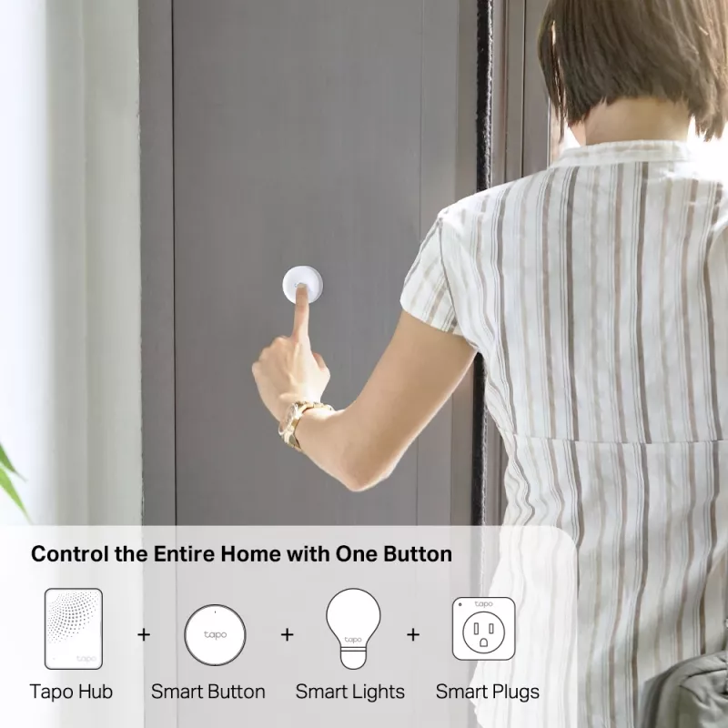 TP-Link Tapo nutinupp, juhtmevaba, valge, seinale paigaldatav, 868, 922 MHz, siseruumidesse, Android, iOS