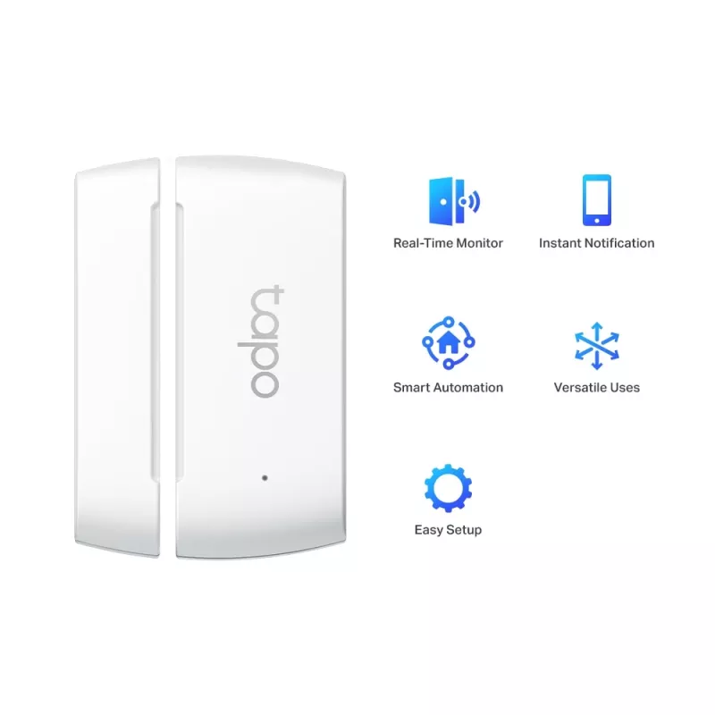 TP-Link Tapo nutikas kontaktsensor, juhtmevaba, valge, 922 MHz, ukse/akna jaoks, 0–40 °C, CR2032