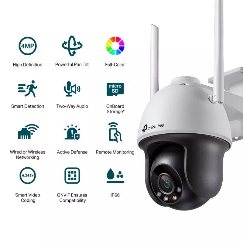 TP-Link VIGI 4MP välisvõrgu täisvärviga Wi-Fi pan-tilt kaamera
