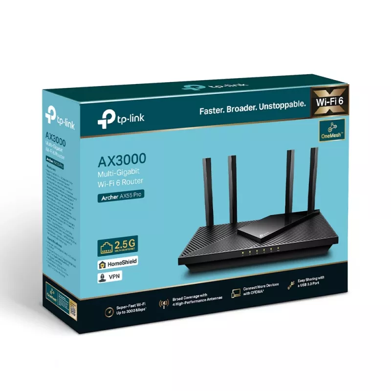 TP-Link Archer AX3000 Multi-Gigabit Wi-Fi 6 ruuter 2,5G pordiga