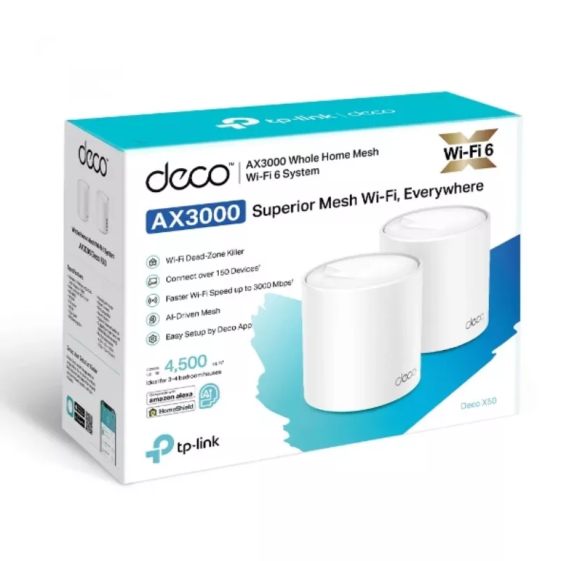 Ruuter TP-Link AX3000 kogu kodu Mesh WiFi 6 süsteem 2,4 GHz 5 GHz