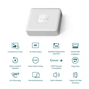 TP-Link VIGI 4-kanaliline PoE+ võrgu videosalvesti