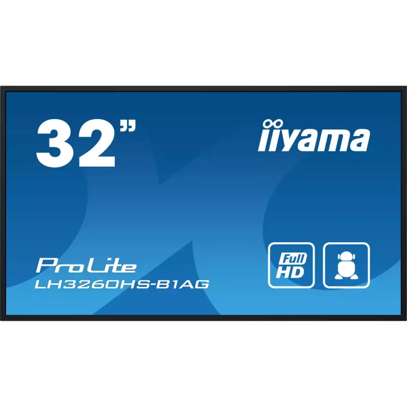 iiyama LH3260HS-B1AG Signage-ekraan Digitaalne A-tahvel 80 cm (31,5 tolli) LED Wi-Fi 500 cd/m² Full HD Must Sisseehitatud protsessor Android 11 24/7