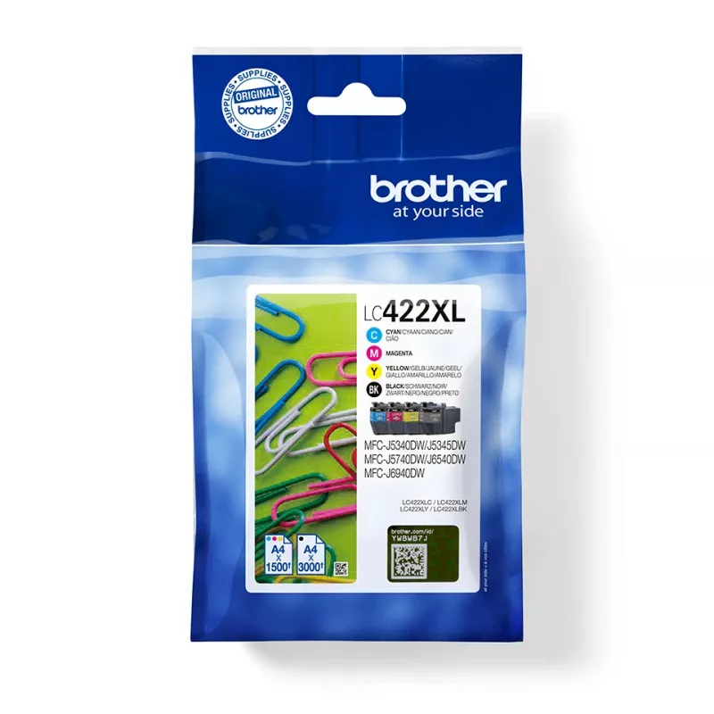 Brother LC422XLVAL tindikassett 4 tk Originaal Must, Tsüaan, Magenta, Kollane