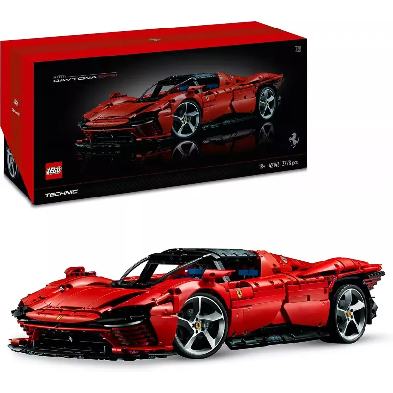 LEGO Technic ehituskomplekt Ferrari Daytona SP3 mõõtkavas 1:8, 3 778 osa, punane, 6.99 kg
