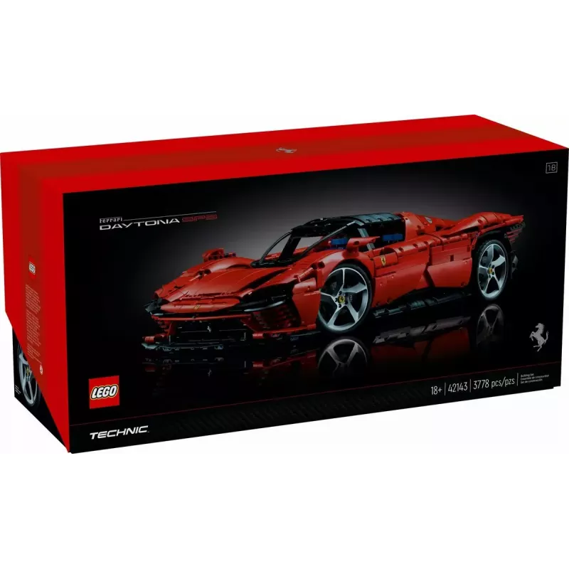 LEGO Technic ehituskomplekt Ferrari Daytona SP3 mõõtkavas 1:8, 3 778 osa, punane, 6.99 kg