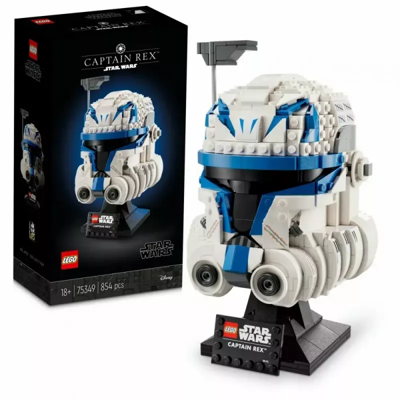 Ehitatav väljapanekukiiver LEGO Star Wars Captain Rex 75349 — 854 osa, täiskasvanutele mõeldud kogumisobjekt (18+)