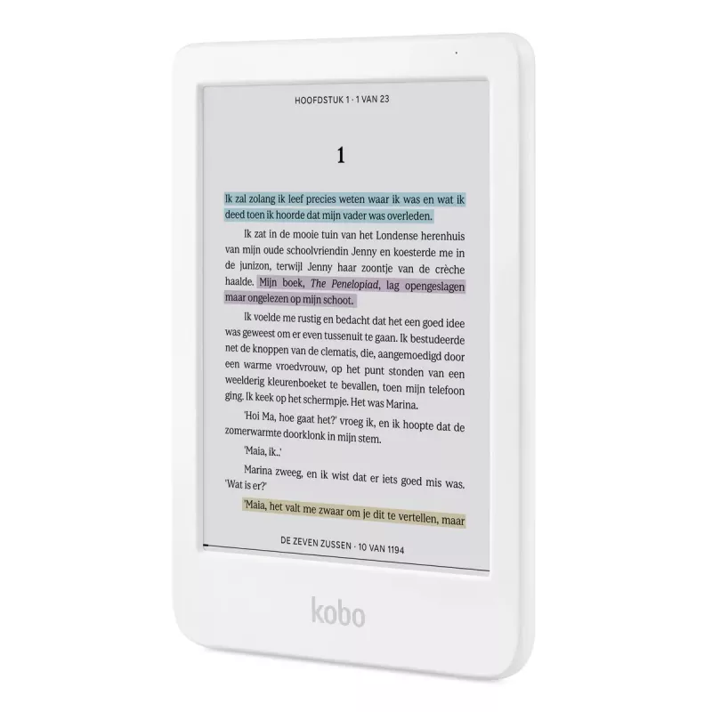 E-raamatute lugeja Kobo Clara Colour N367 — 6-tolline E Ink Kaleido puuteekraan, 16 GB, Wi‑Fi, Bluetooth, valge