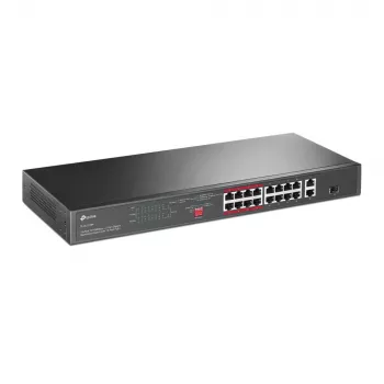 TP-Link 16-port 10/100 Mbps + 2-port Gigabit riiulile paigaldatav PoE-lüliti 16 PoE+ pordiga