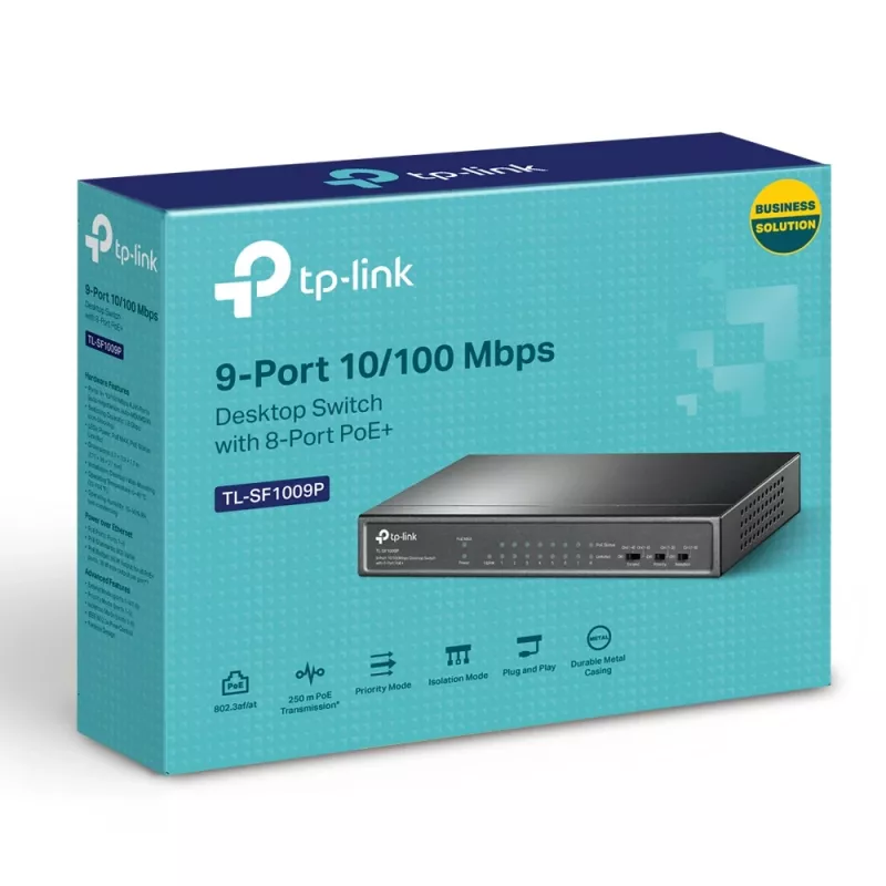 TP-Link 9-pordiline 10/100Mbps lauavõrgulüliti 8 PoE+ pordiga