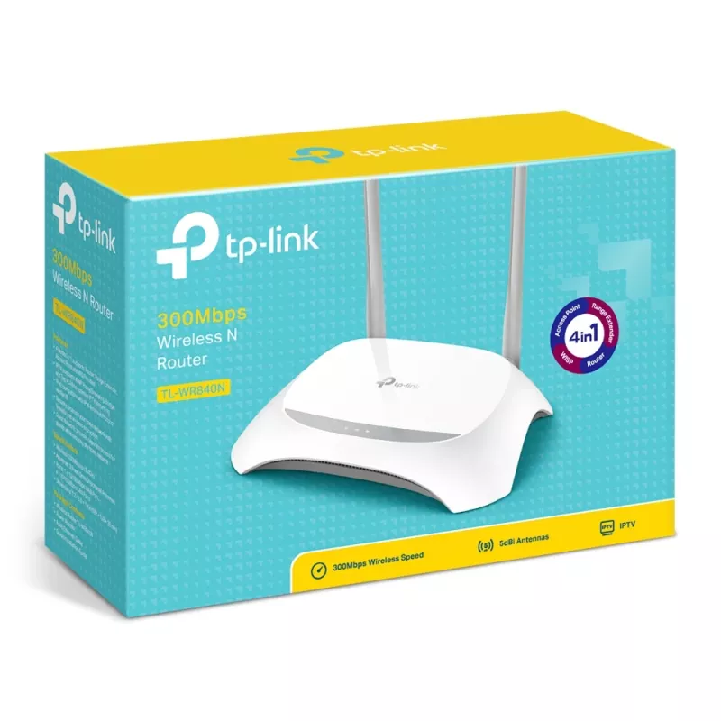 TP-Link TL-WR840N traadita ruuter Fast Ethernet Single-band (2,4 GHz) Hall, Valge