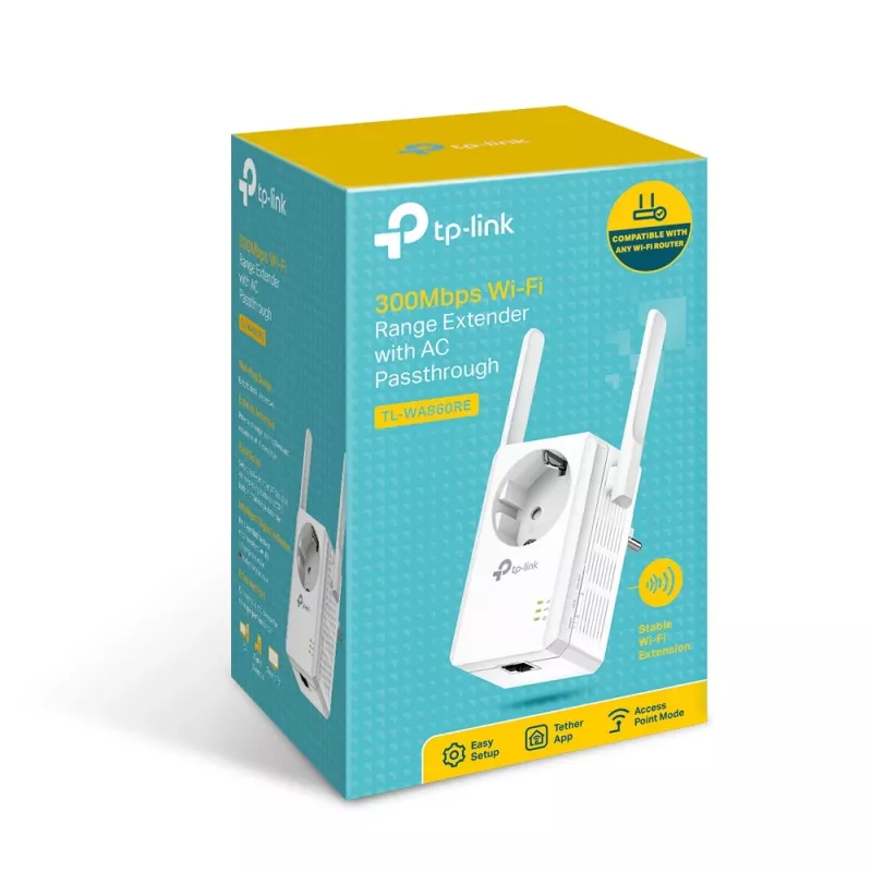 TP-Link TL-WA860RE võrguadapter PowerLine 300 Mbit/s Ethernet LAN Wi-Fi Valge 1 tk