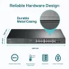 TP-Link 18-port Gigabit riiulisse paigaldatav lüliti 16 PoE+-ga, haldamata, Gigabit Ethernet (10/100/1000), täisdupleks, Power over Ethernet (PoE), riiulisse paigaldamine, 1U