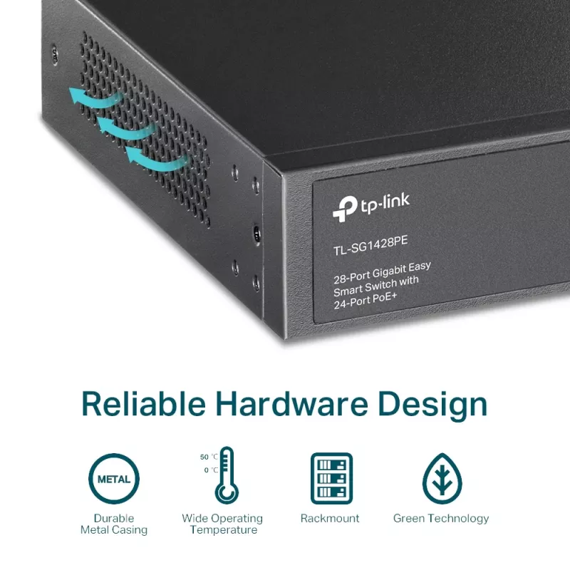 Hallatav lüliti TP-Link TL-SG1428PE 28 pordiga Gigabit koos 24 PoE+ pordiga