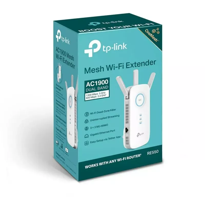 TP-Link RE550 võrgupikendaja Võrgu saatja ja vastuvõtja Valge 10, 100, 1000 Mbit/s