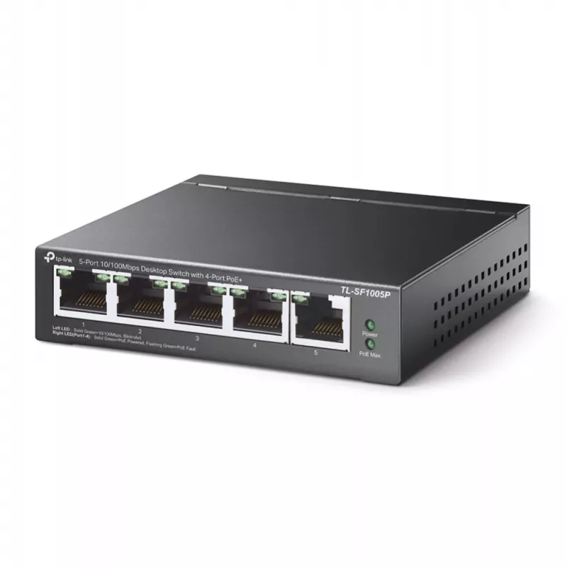 TP-Link 5-Port 10/100Mbps Desktop PoE Switch 4-portiga, haldamata, Fast Ethernet (10/100), täisdupleks, Power over Ethernet (PoE)