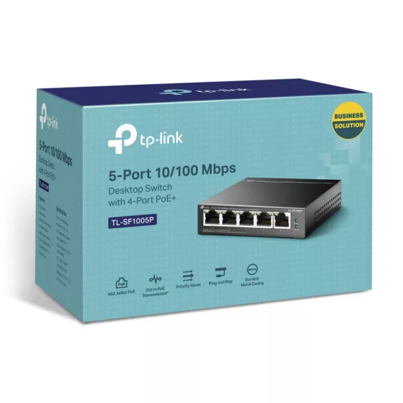 TP-Link 5-Port 10/100Mbps Desktop PoE Switch 4-portiga, haldamata, Fast Ethernet (10/100), täisdupleks, Power over Ethernet (PoE)
