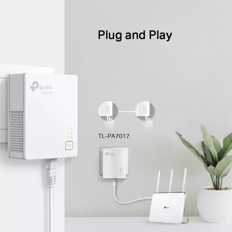 TP-Link TL-PA7017 KIT PowerLine võrguadapter 1000 Mbit/s Ethernet LAN Valge 2 tk