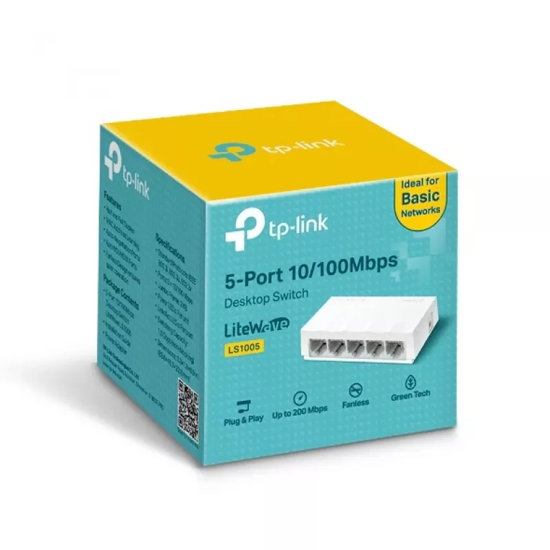TP-Link LS1005 haldamata Fast Ethernet võrgulüliti valge