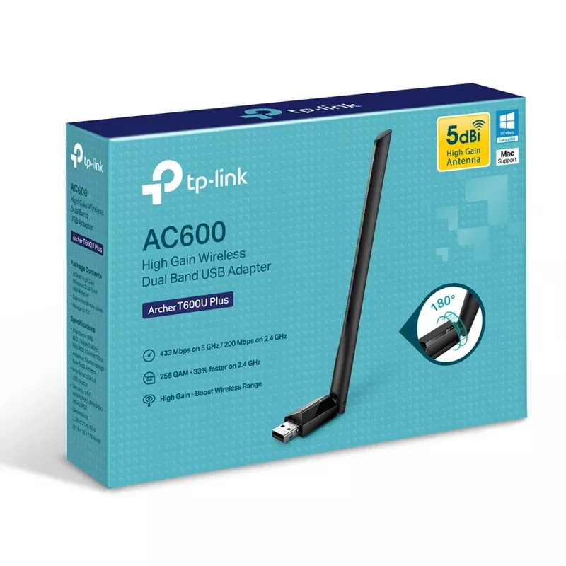TP-Link AC600 kõrge võimendusega kaheribaline USB-adapter