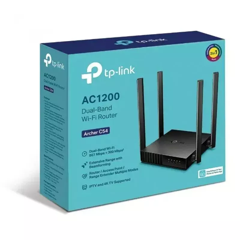 TP-Link Archer C54 juhtmevaba ruuter Fast Ethernet kahesageduslik (2,4 GHz / 5 GHz) must