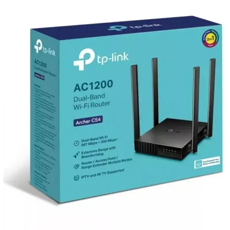 TP-Link Archer C54 juhtmevaba ruuter Fast Ethernet kahesageduslik (2,4 GHz / 5 GHz) must