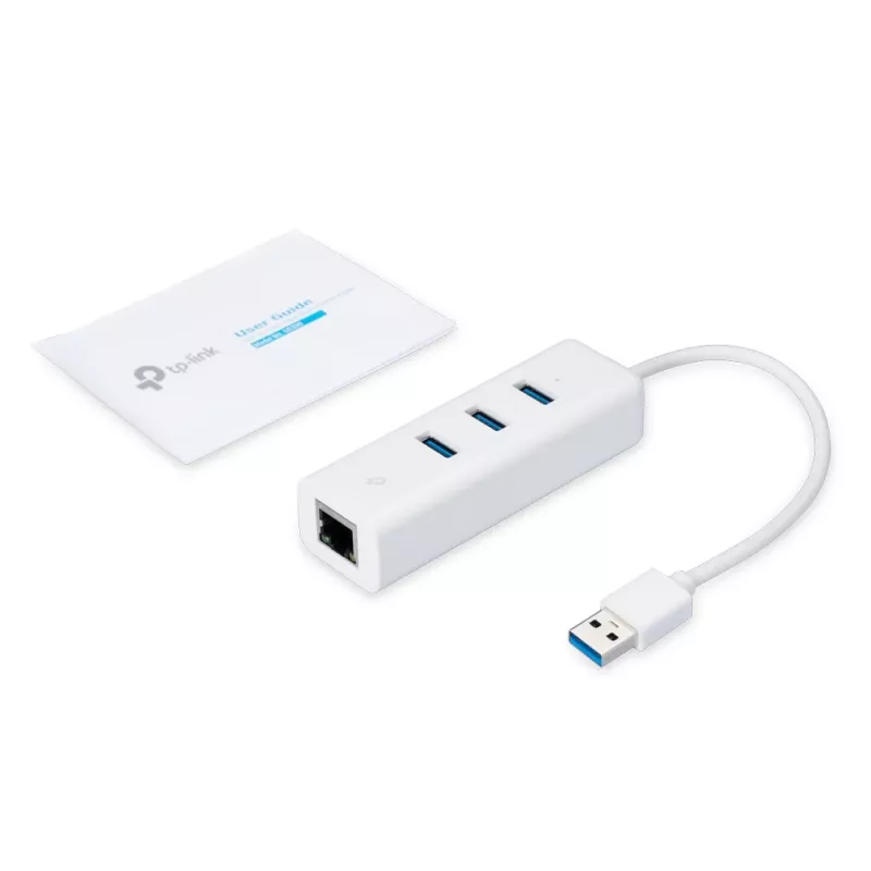 TP-Link UE330 sülearvuti doki/pordi replikaator Juhtmega USB 3.2 Gen 1 (3.1 Gen 1) Type-A Valge
