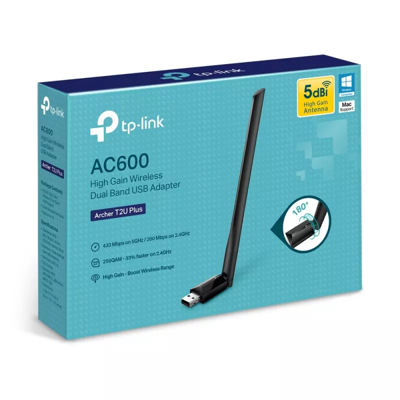 Juhtmevaba USB WiFi adapter TP-Link AC600 kõrge võimendusega ARCHER T2U PLUS